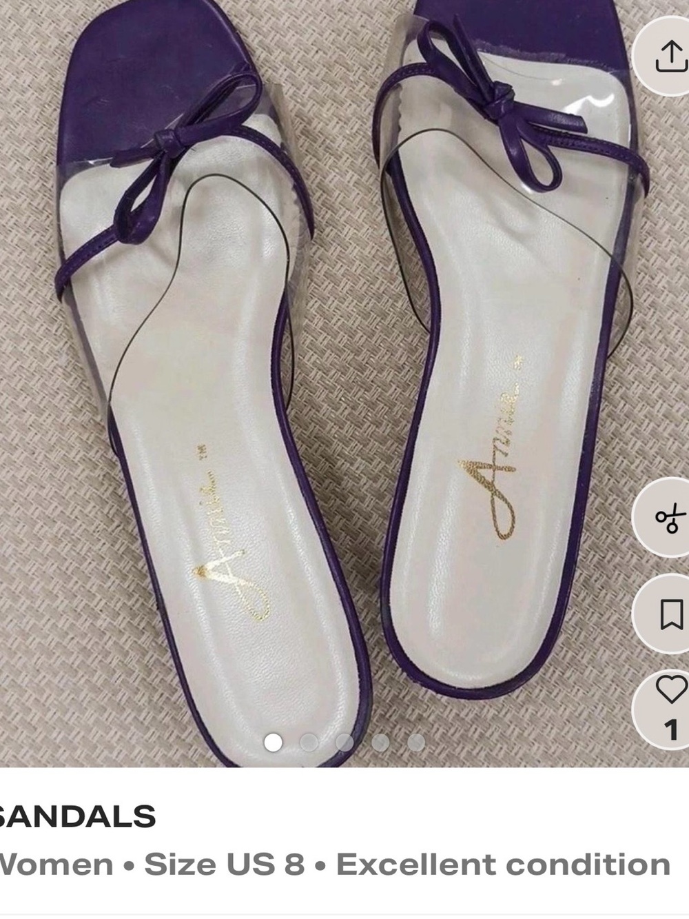 Annie Purple Clear Bow Slide Sandals for Women